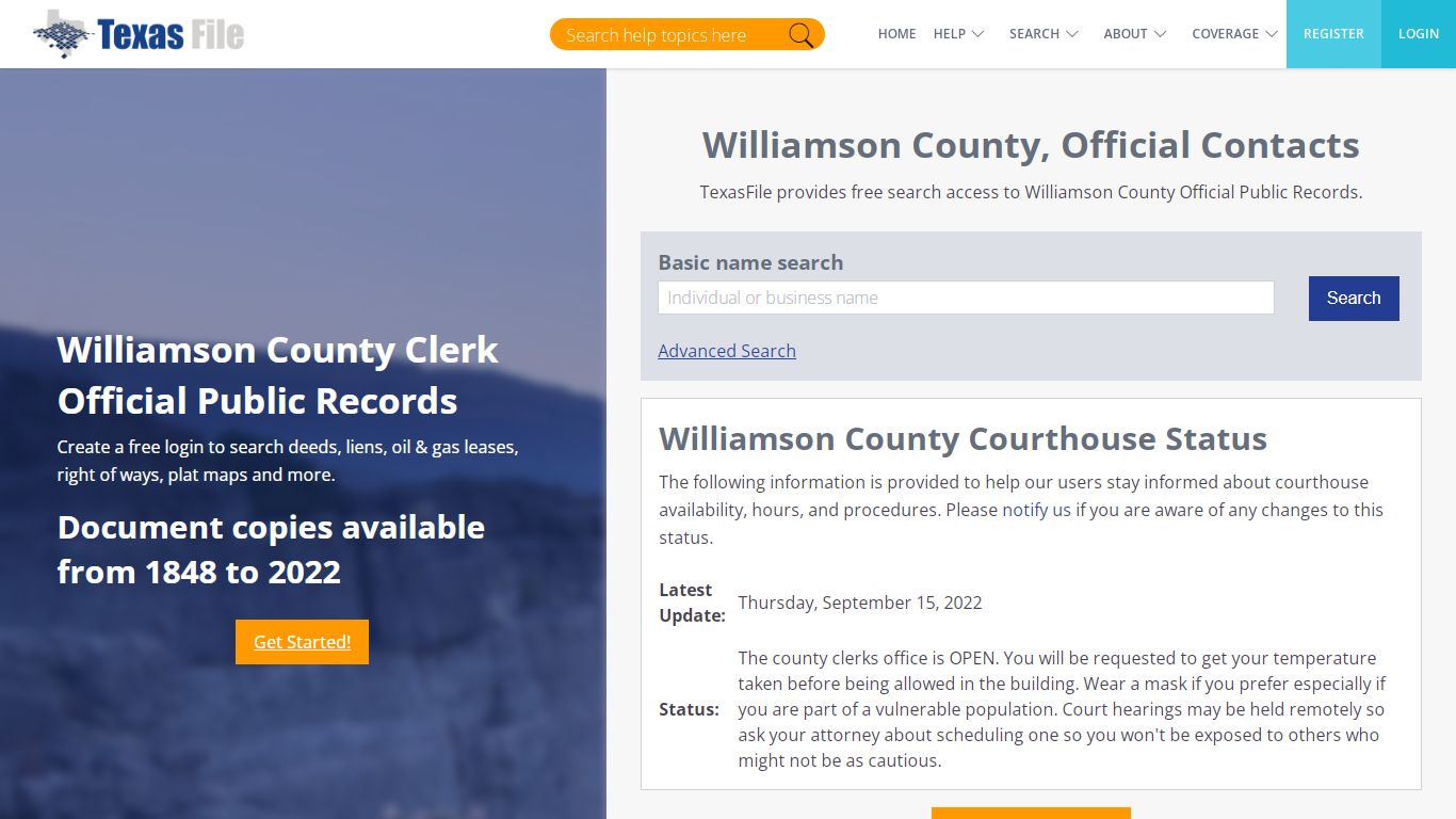 Williamson County Clerk Official Public Records | TexasFile